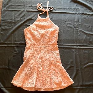 BCBGMaxAzria Pink Textured Halter Mini Dress